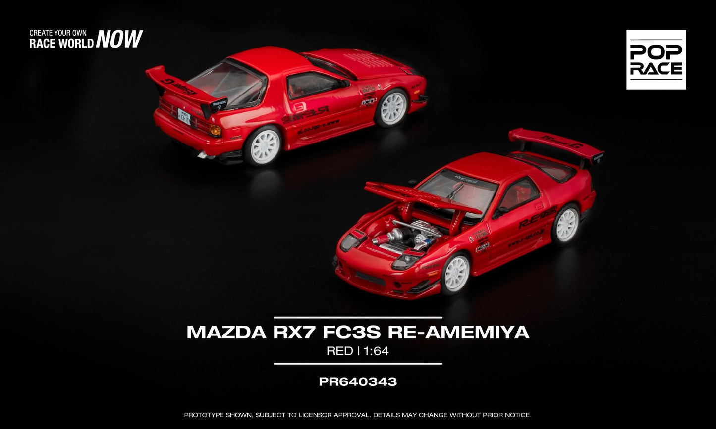 *Pre-Order* Pop Race Mazda RX-7 FC3S Re-Amemiya Red PR640343 1/64 Die Cast