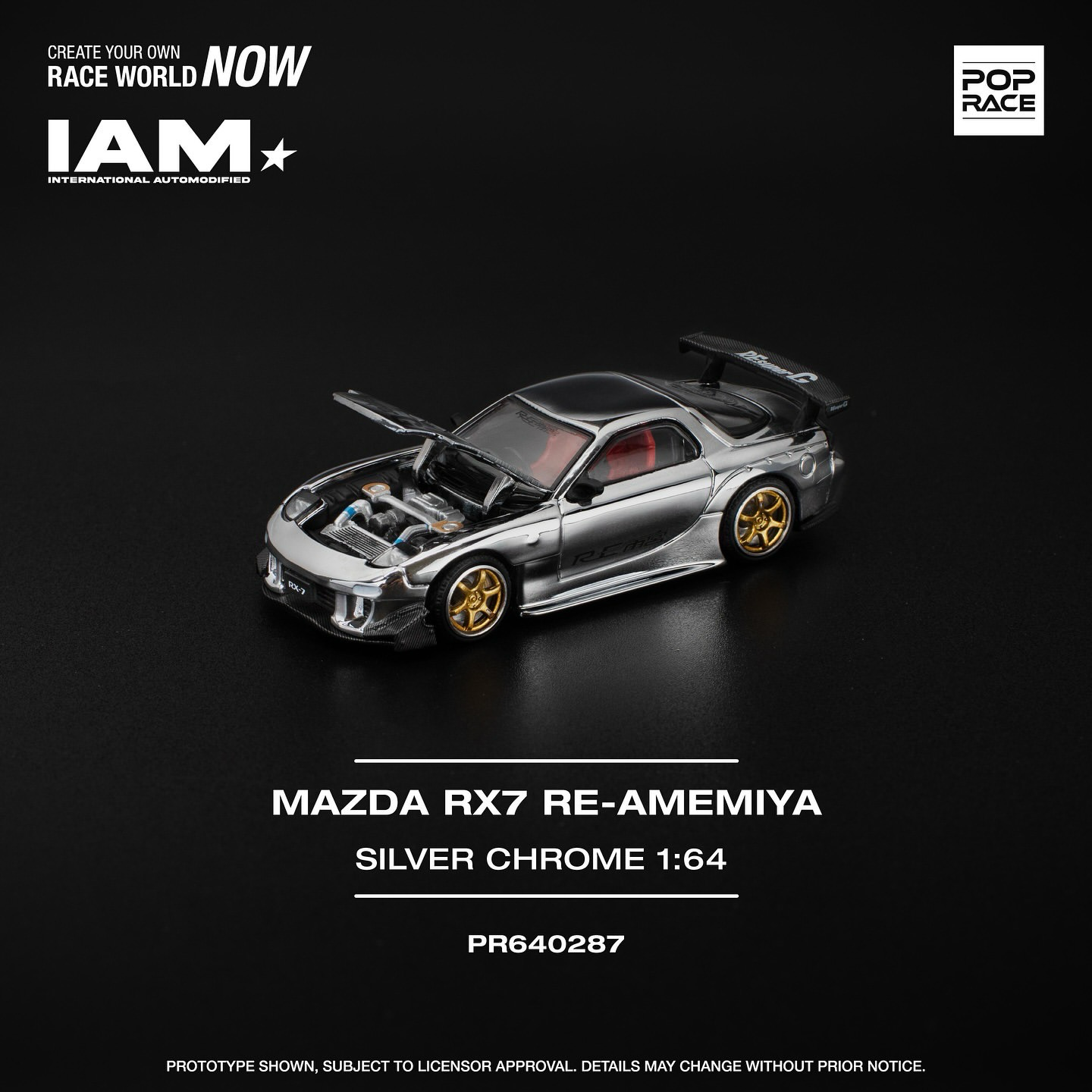 Pop Race Mazda RX-7 RE-Amemiya Silver Chrome PR640287 IAM 1/64 Diecast