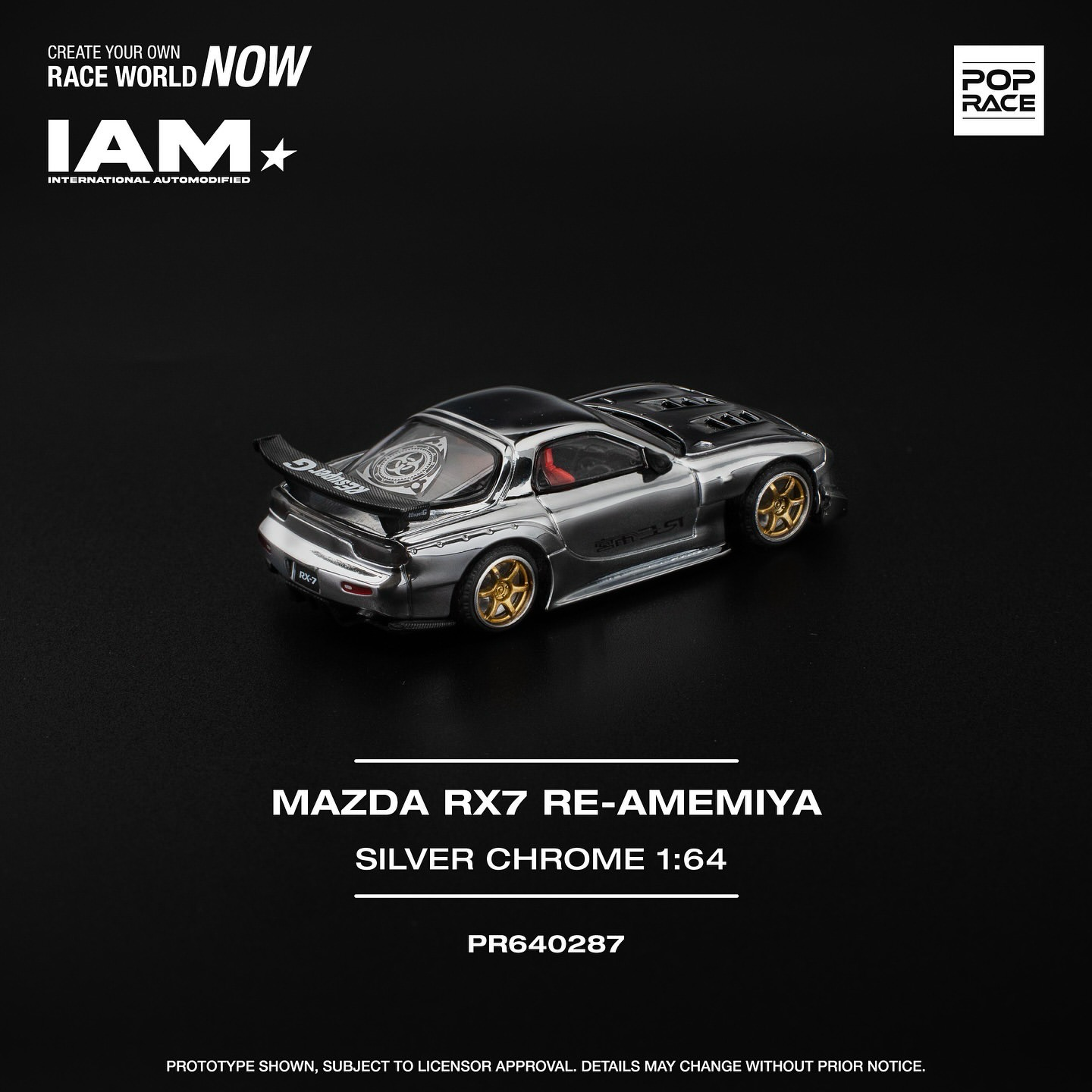 Pop Race Mazda RX-7 RE-Amemiya Silver Chrome PR640287 IAM 1/64 Diecast