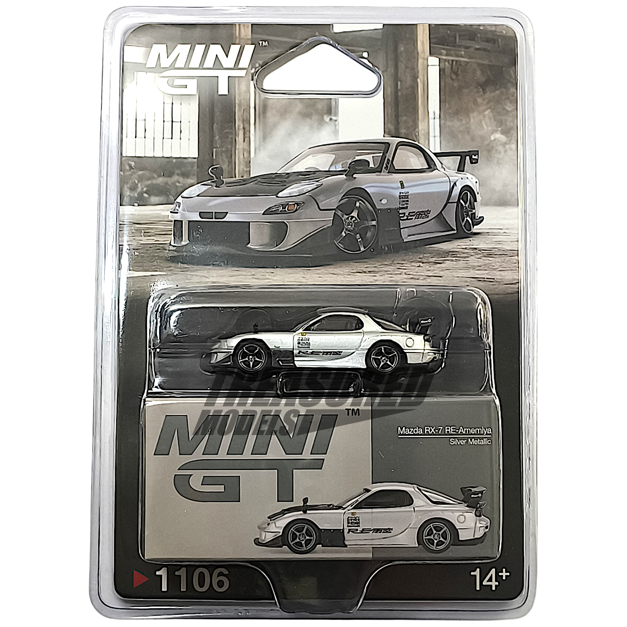 Mini GT Mazda RX-7 RE-Amemiya Silver Metallic Blister Packaging