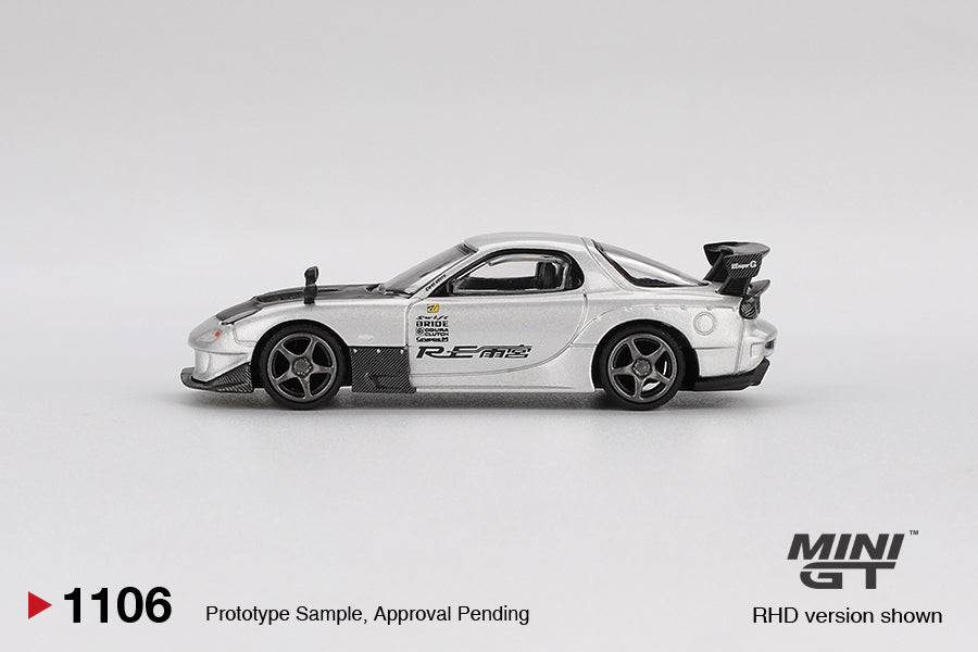 Mini GT Mazda RX-7 RE-Amemiya Silver Metallic Blister Packaging MGT01106 1/64 Diecast