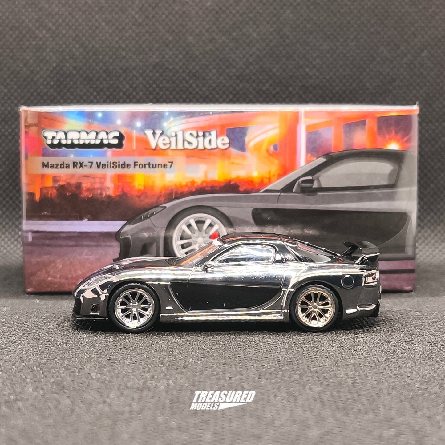 CHASE! Tarmac Works Mazda RX-7 VeilSide Fortune7 Grey Metallic Black Chase 1/64 Diecast