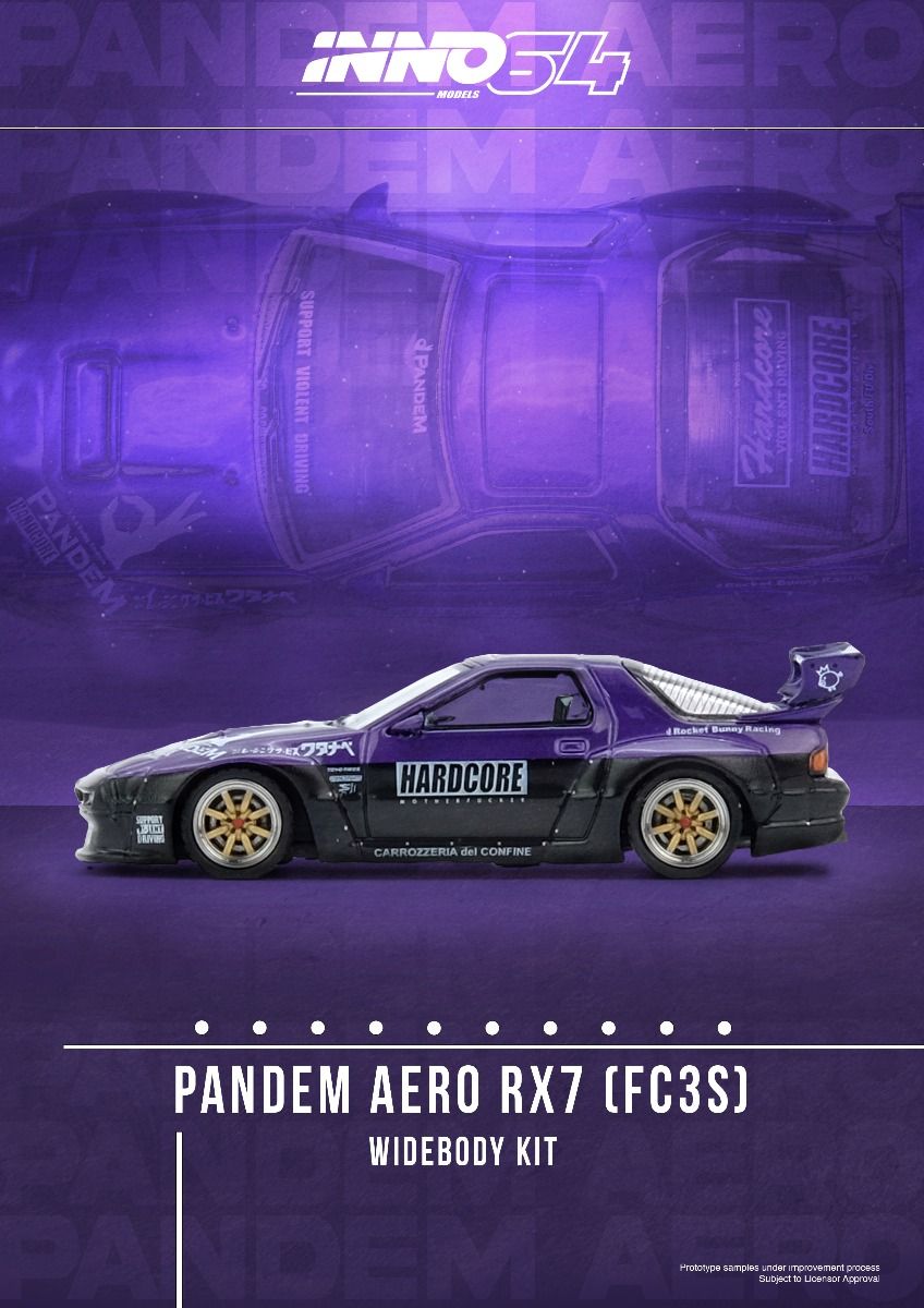 Inno64 Mazda RX7 FC3S Pandem Rocket Bunny Purple IN64-RX7FCP-PB 1/64 Diecast