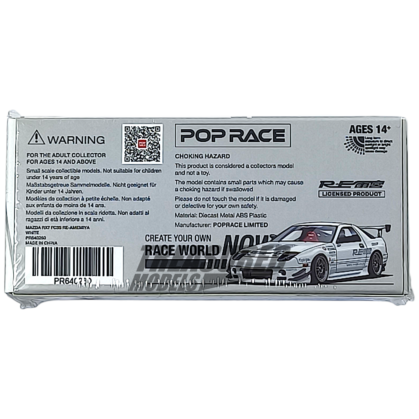 Pop Race Mazda RX7 FC3S RE-Amemiya White PR640260 1/64 Diecast