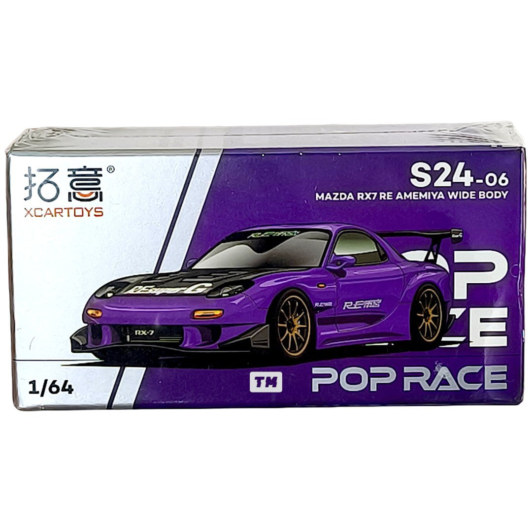 Pop Race x XCARTOYS MAZDA RX7 RE-AMEMIYA WIDE BODY Purple TAS 2025 S24-06 1/64 Diecast