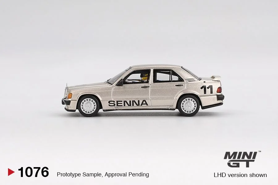 Mini GT Mercedes-Benz 190 E 2.3-16 #11 Ayrton Senna 1984 Nurburgring Race of Champions w Figure Blister Packaging MGT01076BL 1/64 Diecast