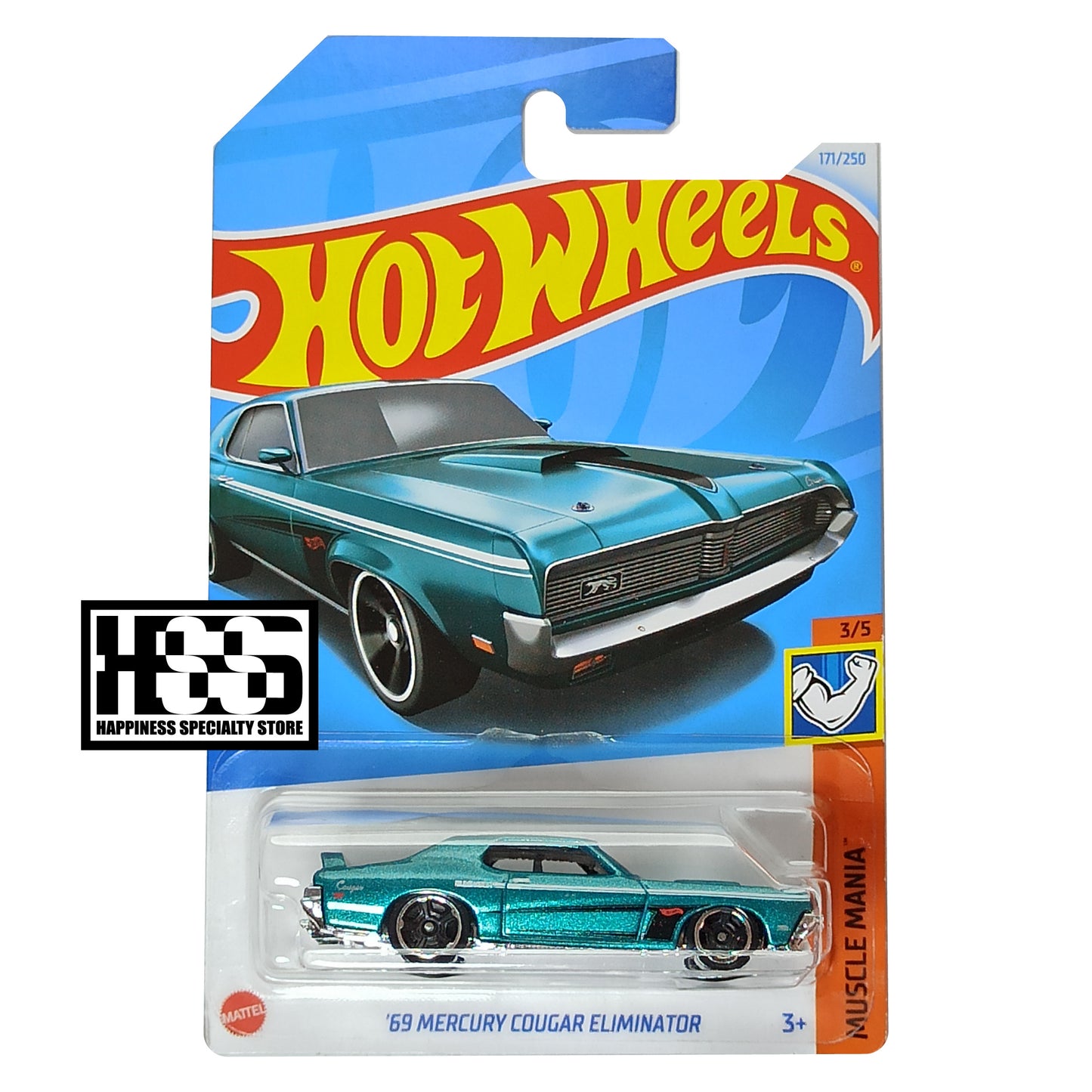Mercury 69 Cougar Eliminator Metalflake Teal Blue 2024 Muscle Mania Hot Wheels 1/64 Diecast
