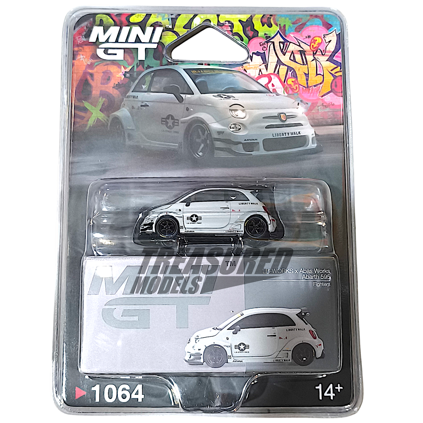 Mini GT Abarth 595 LB-Works x Abas Works Fighter Blister Packaging MGT01064 1/64 Diecast