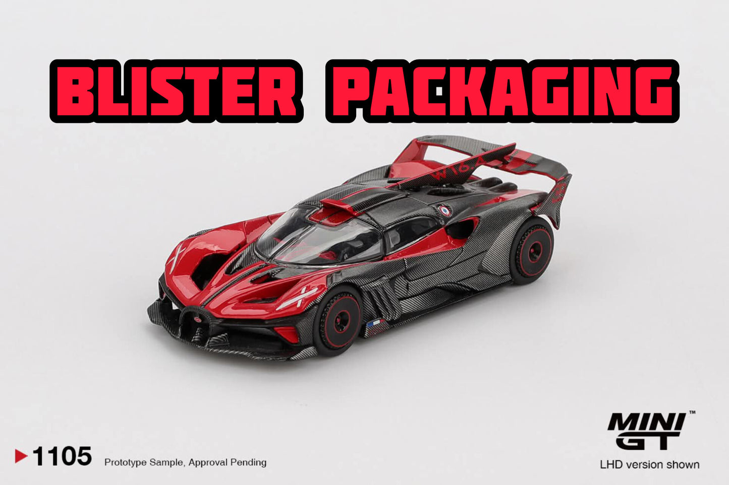 Mini GT Bugatti Bolide Red Blister Packaging MGT01105 1/64 Diecast