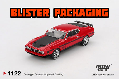 Mini GT Ford Mustang Mach1 1971 Race Red Blister Packaging MGT01122 1/64 Die Cast