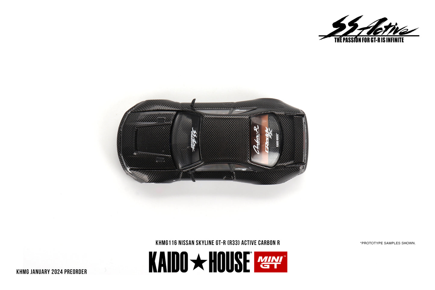 Mini GT Kaido House 116 Nissan Skyline GT-R R33 Active Carbon R V1 2024 1/64 Diecast Top