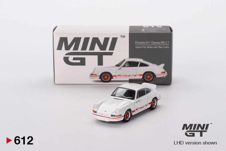 Mini GT Porsche 911 Carrera RS 2.7 Grand Prix White with Red Livery MGT00612 1/64 Die Cast