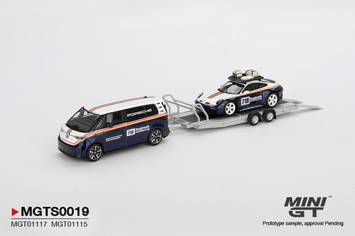 Mini GT Porsche 911 Dakar #718 & Volkswagen ID. Buzz Porsche Centrum Gelderland Roughroads Set MGTS0019 1/64 Die Cast