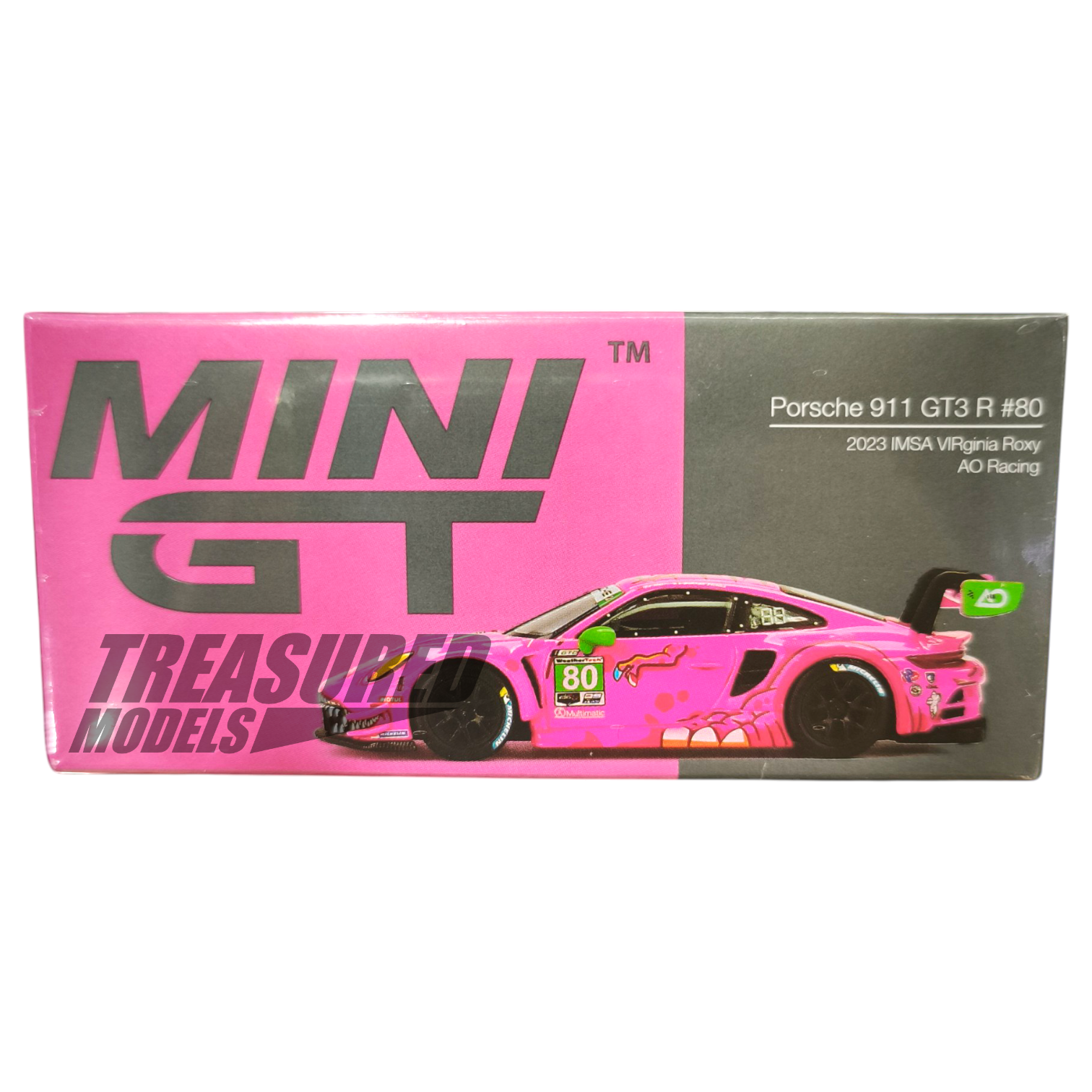 Mini GT Porsche 911 GT3 R #80 AO Racing 2023 IMSA Virginia Roxy Mini GT Porsche 911 GT3 R #80 AO Racing 2023 IMSA Virginia Roxy