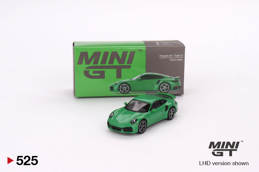 Mini GT Porsche 911 Turbo S Python Green MGT00525 1/64 Die Cast