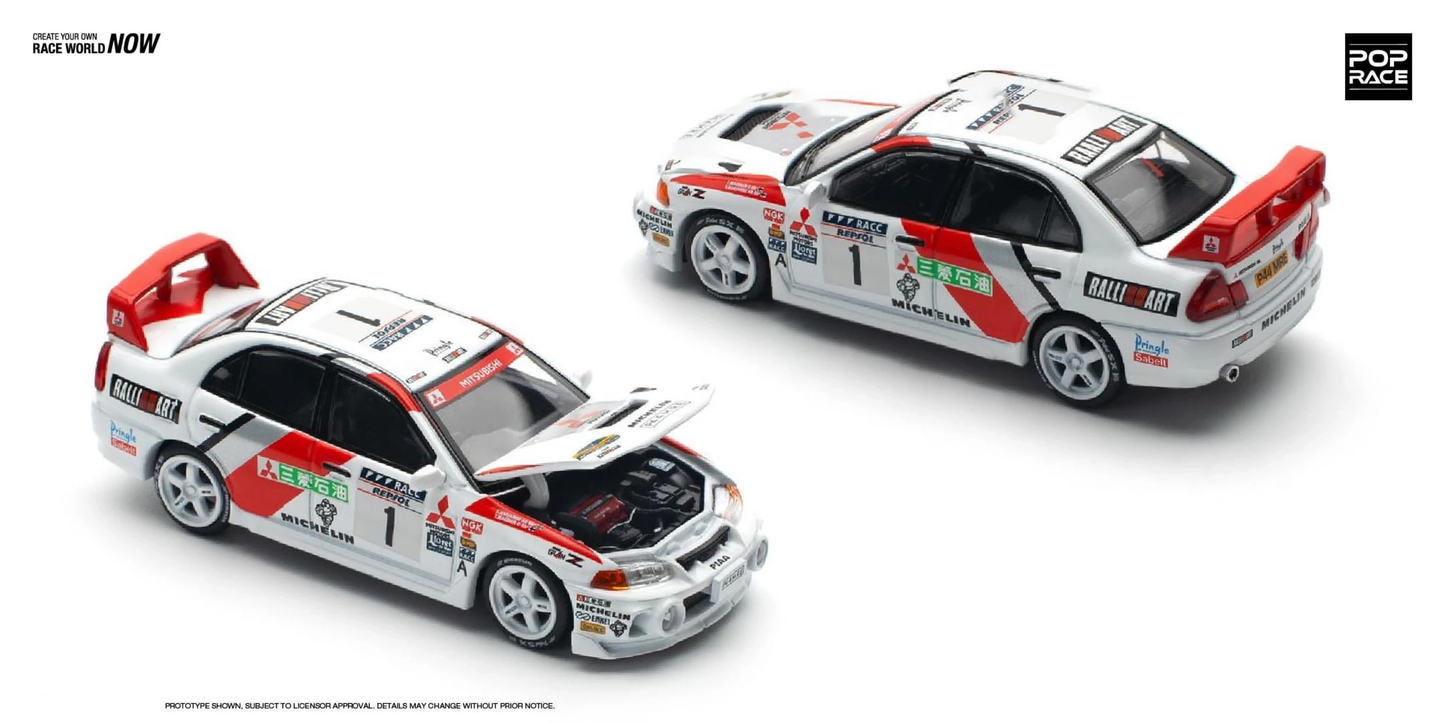 Pop Race Mitsubishi Lancer Evolution IV 1997 Catalunya Winner PR64-165 1/64 Die Cast