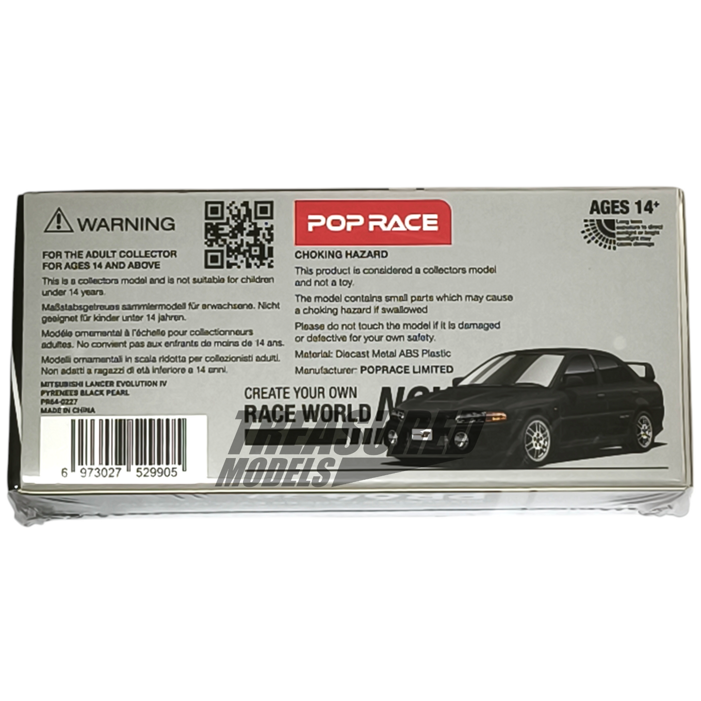 Pop Race Mitsubishi Lancer Evolution IV Pyrenees Black Pearl PR640227 1/64 Die Cast