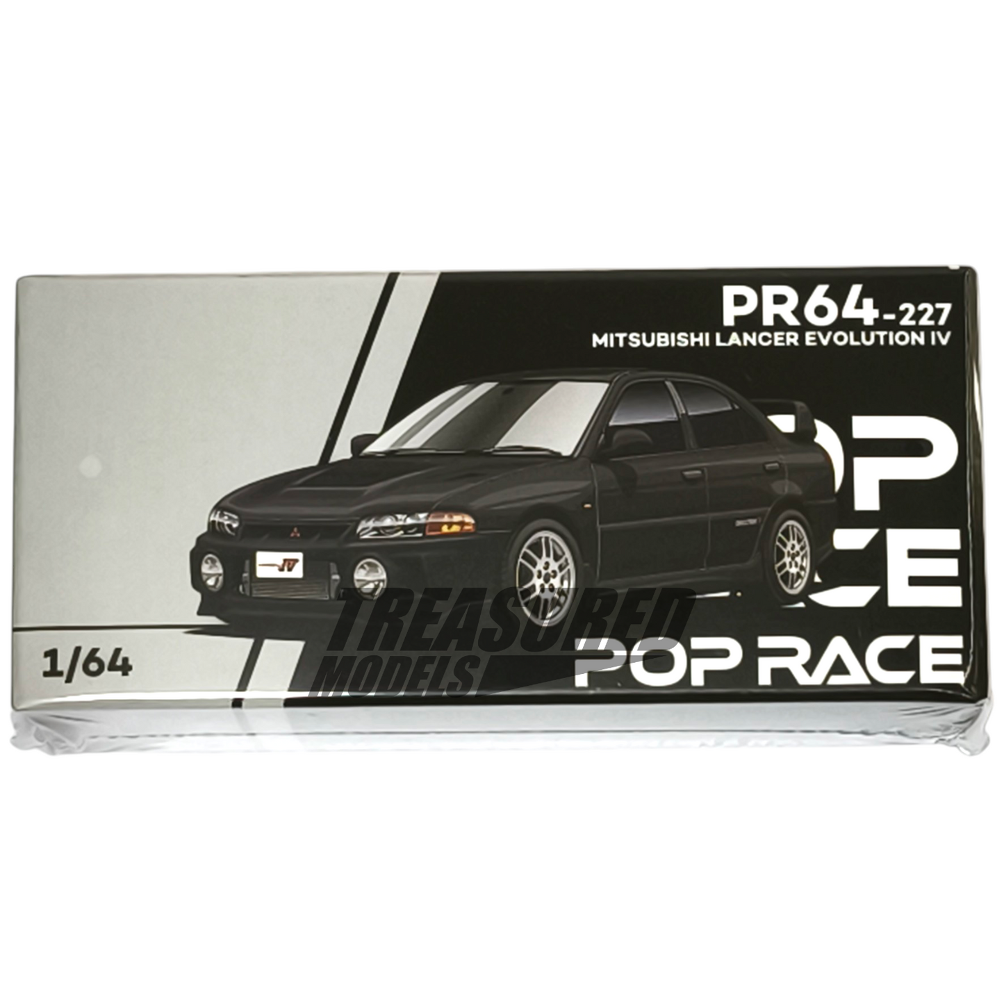 Pop Race Mitsubishi Lancer Evolution IV Pyrenees Black Pearl PR640227 1/64 Die Cast