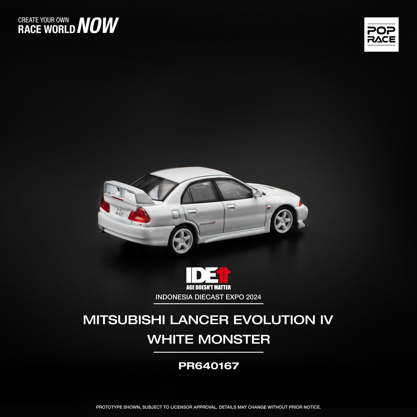 Pop Race Mitsubishi Lancer Evolution IV White Monster IDE PR640167 1/64 Diecast