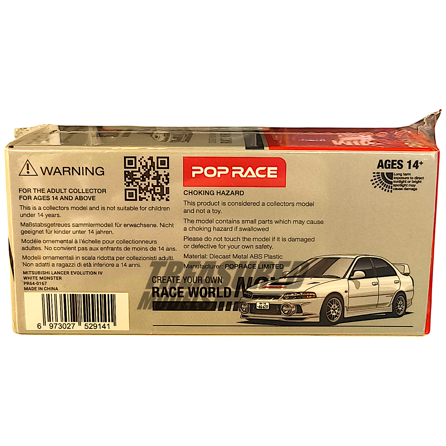 Pop Race Mitsubishi Lancer Evolution IV White Monster IDE PR640167 1/64 Diecast