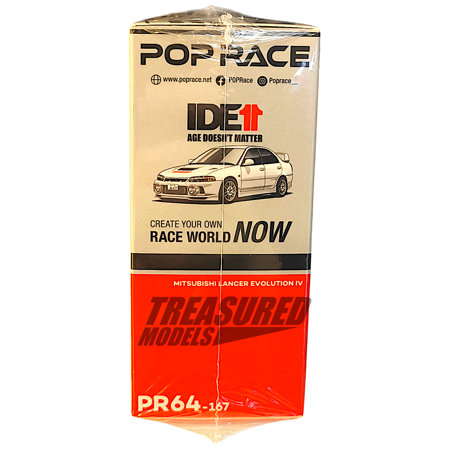 Pop Race Mitsubishi Lancer Evolution IV White Monster IDE PR640167 1/64 Diecast