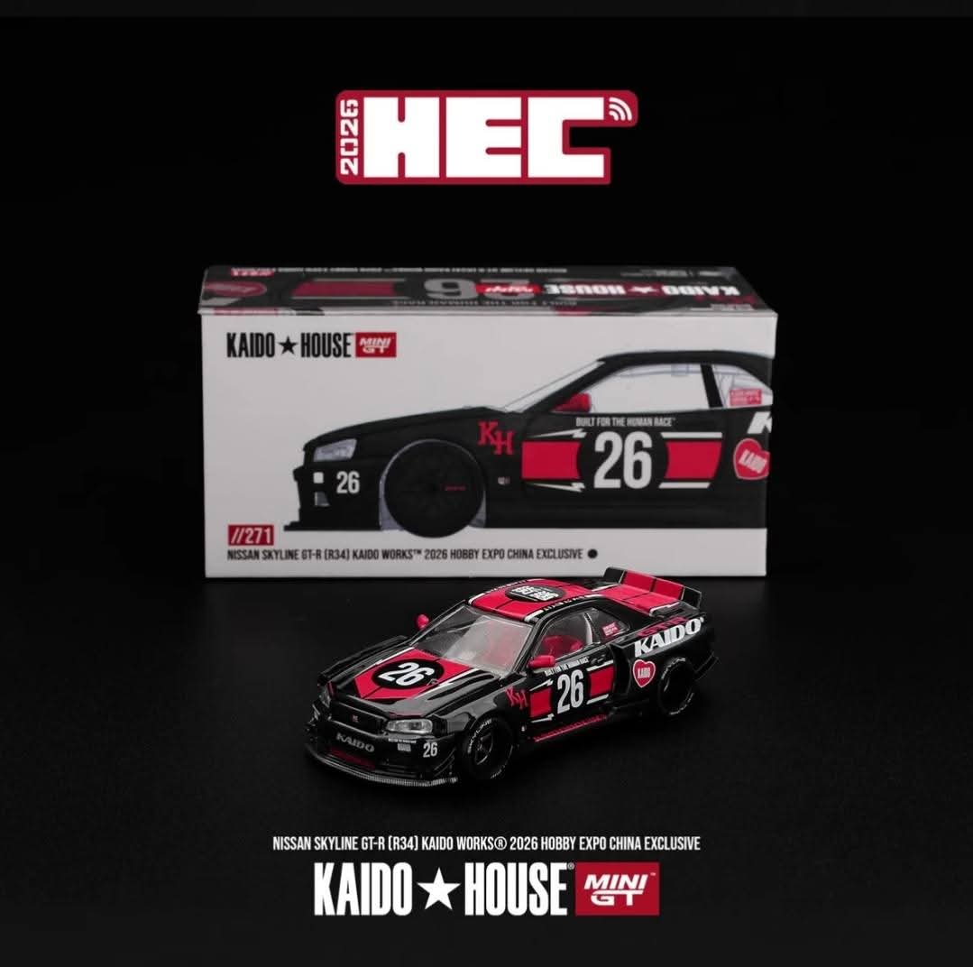 Kaido House Nissan Skyline GT-R R34 Kaido Works 2026 Hobby Expo China Exclusive HEC 2026 1/64 Diecast