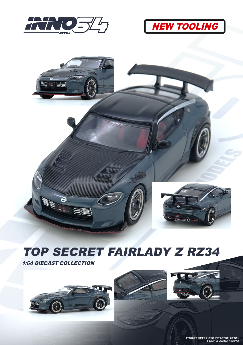 *Pre-Order* Inno64 Nissan Fairlady Z RX34 Top Secret Stealth Gray IN64-Z34TS-SG-01 1/64 Die Cast