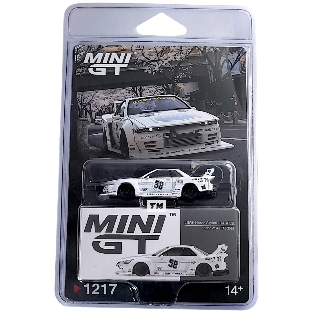 Mini GT Nissan GT-R32 LB-Kaido Works TAS 2025 Blister Packaging