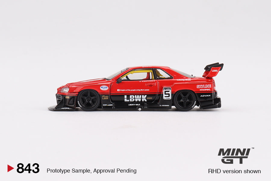 Mini GT Nissan LB-ER34 Super Silhouette SKYLINE Red Black MGT00843 1/64 Die Cast
