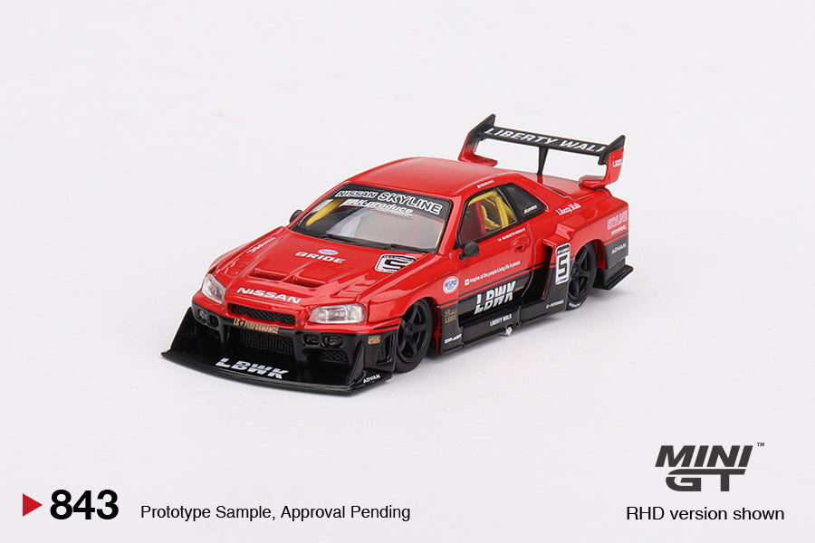 Mini GT Nissan LB-ER34 Super Silhouette SKYLINE Red Black MGT00843 1/64 Die Cast