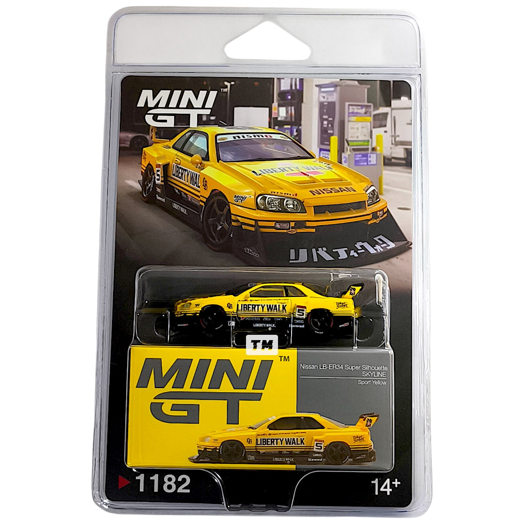 Mini GT Nissan LB-ER34 Super Silhouette SKYLINE Sport Yellow