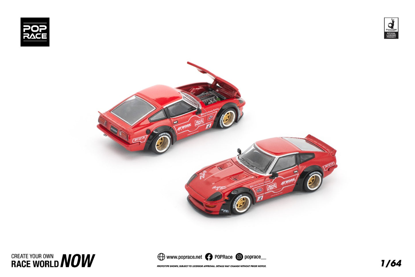 *Pre-Order* Pop Race Nissan Pandem 280 ZX Red PR640302 1/64 Die Cast