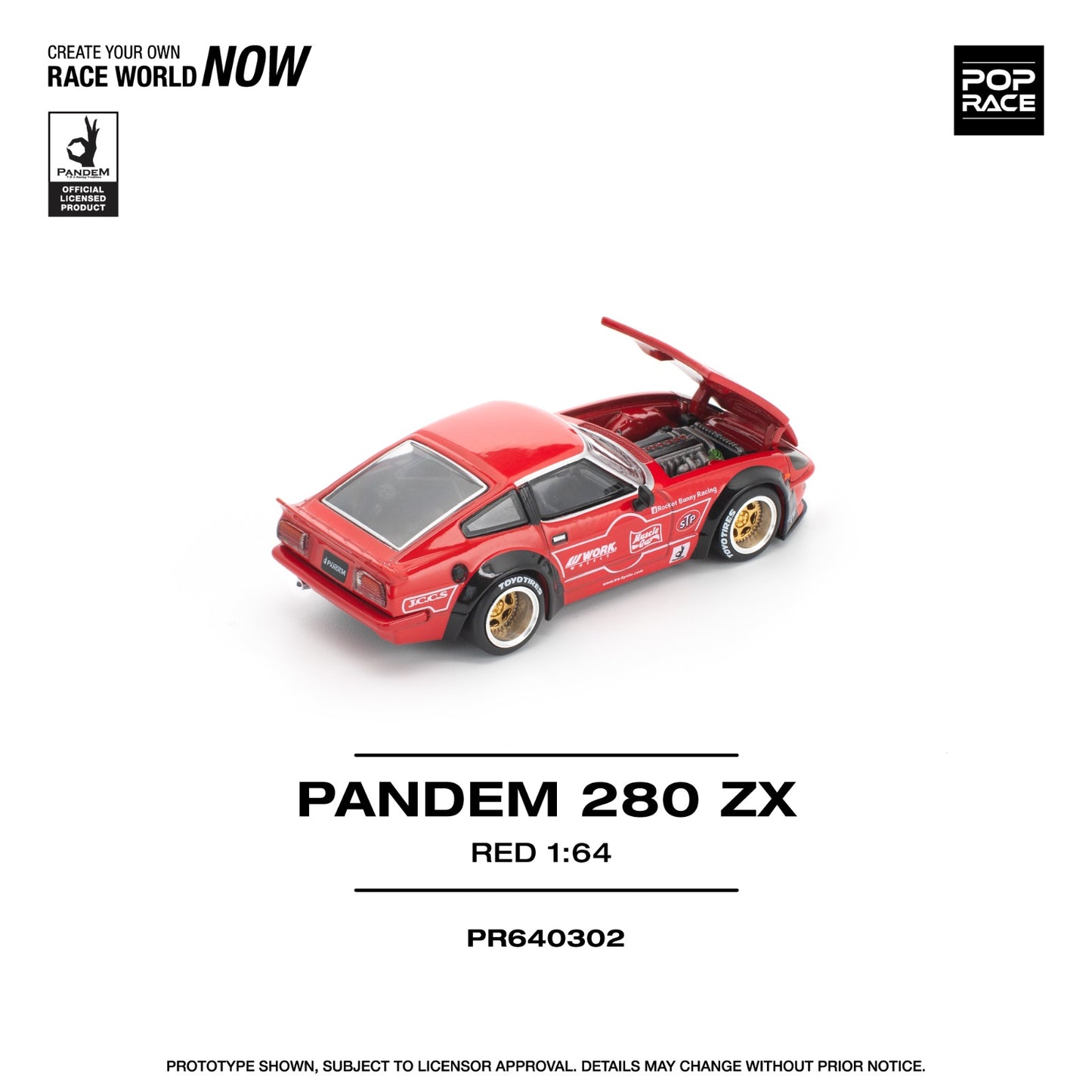*Pre-Order* Pop Race Nissan Pandem 280 ZX Red PR640302 1/64 Die Cast