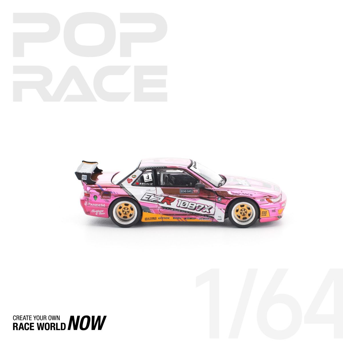 *Pre-Order* Pop Race Nissan Pandem Silvia S13 EVA RT Production Model Custom Type-08 x 1087X PR640241 1/64 Die Cast