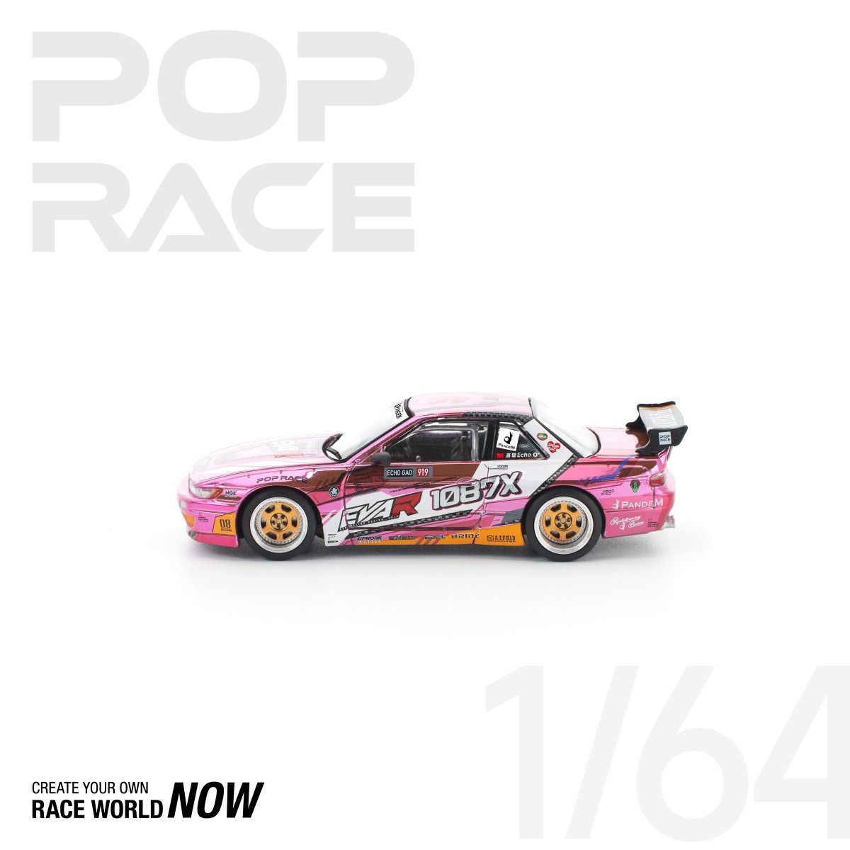 *Pre-Order* Pop Race Nissan Pandem Silvia S13 EVA RT Production Model Custom Type-08 x 1087X PR640241 1/64 Die Cast