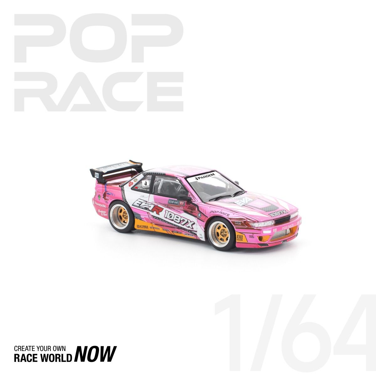 *Pre-Order* Pop Race Nissan Pandem Silvia S13 EVA RT Production Model Custom Type-08 x 1087X PR640241 1/64 Die Cast