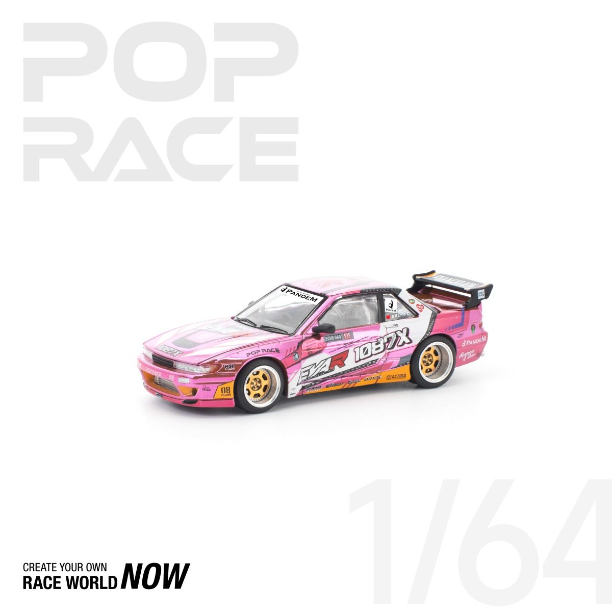 *Pre-Order* Pop Race Nissan Pandem Silvia S13 EVA RT Production Model Custom Type-08 x 1087X PR640241 1/64 Die Cast