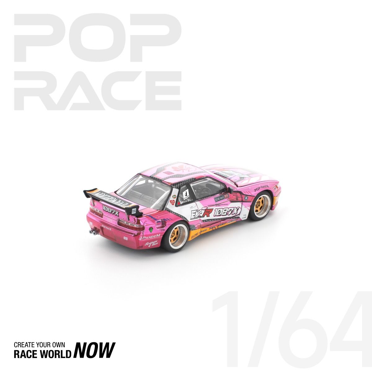 *Pre-Order* Pop Race Nissan Pandem Silvia S13 EVA RT Production Model Custom Type-08 x 1087X PR640241 1/64 Die Cast
