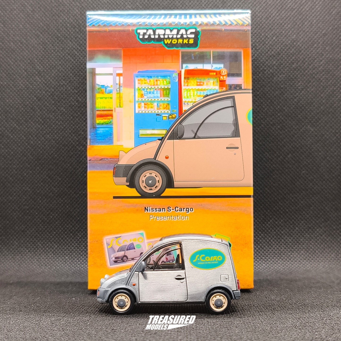 CHASE! Tarmac Works Nissan S-Cargo Presentation Chase with Tarmac Cards Combo Set 1/64 Diecast