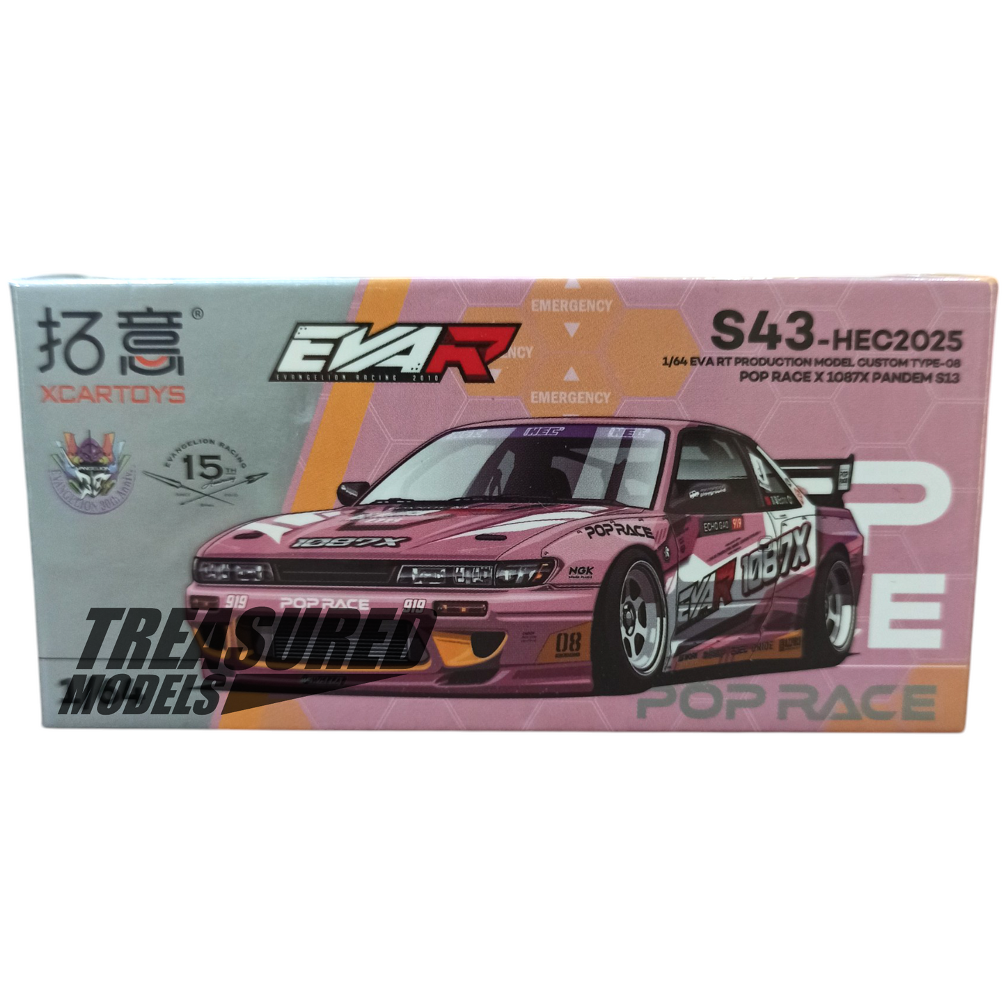 Pop Race Nissan S13 Pandem 1087X EVA RT Custom Type-08 Pink 2025 S43-HEC2025 1/64 Die Cast
