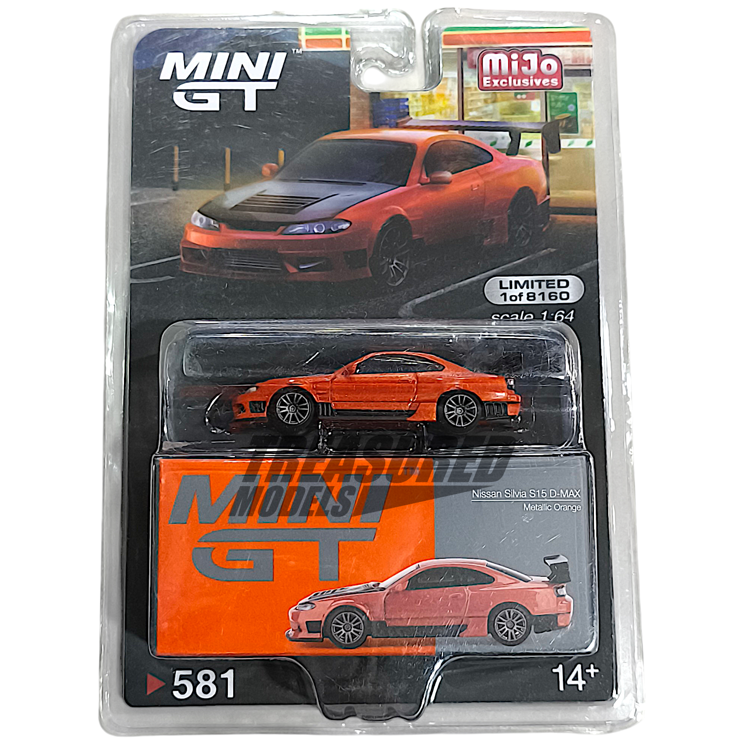 Mini GT Nissan Silvia S15 D-MAX Metallic Orange Blister Packaging