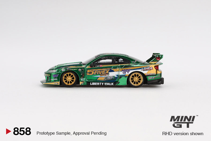 Mini GT Nissan Silvia S15 LB-Super Silhouette LBWK 2024 Fausto Racing Blister Packaging MGT00858 1/64 Die Cast