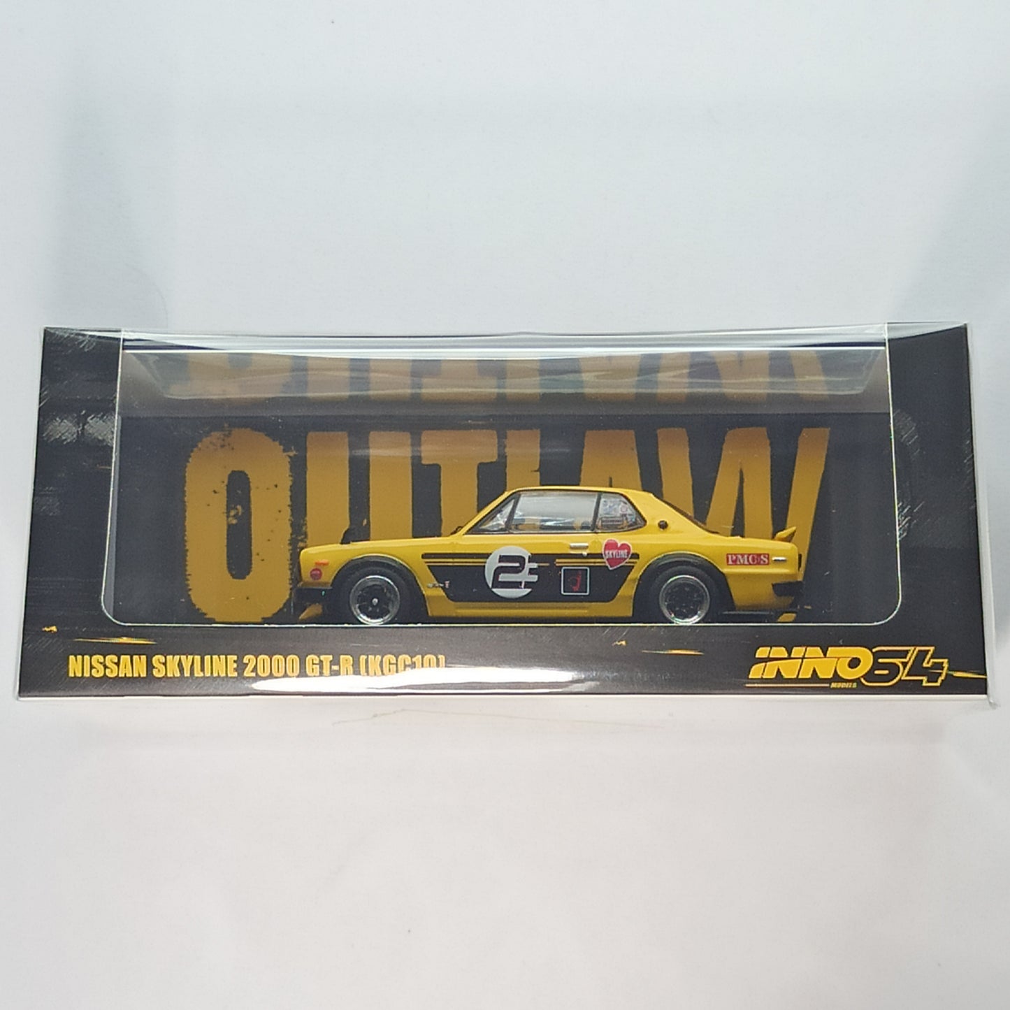 Inno64 Nissan Skyline 2000GT-R KGC10 Outlaw Yellow 2024 1/64 Diecast