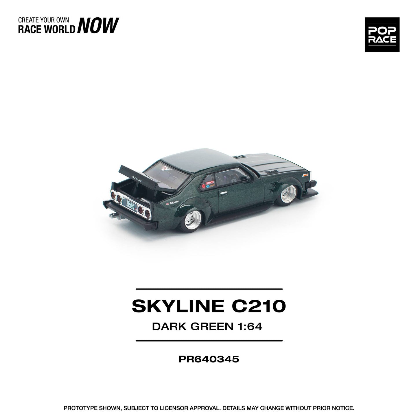 *Pre-Order* Pop Race Nissan Skyline C210 Dark Green PR640345 1/64 Die Cast