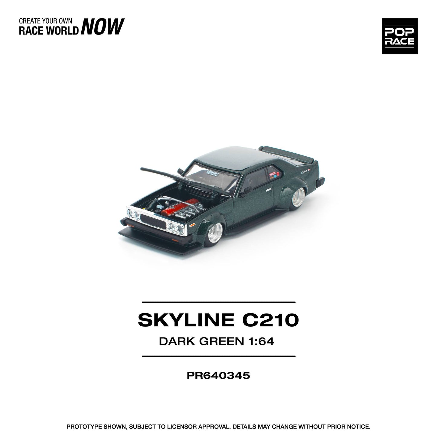 *Pre-Order* Pop Race Nissan Skyline C210 Dark Green PR640345 1/64 Die Cast