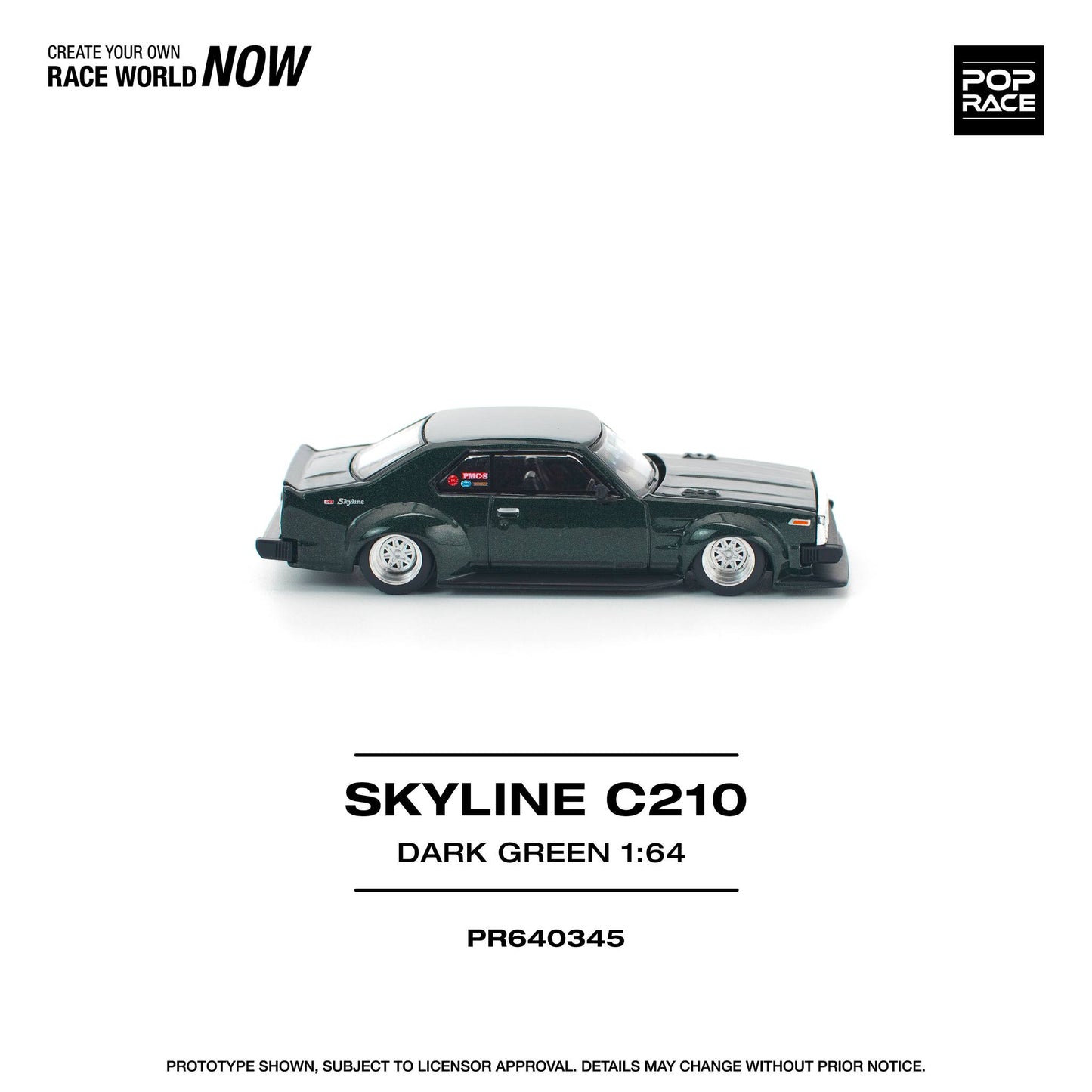 *Pre-Order* Pop Race Nissan Skyline C210 Dark Green PR640345 1/64 Die Cast