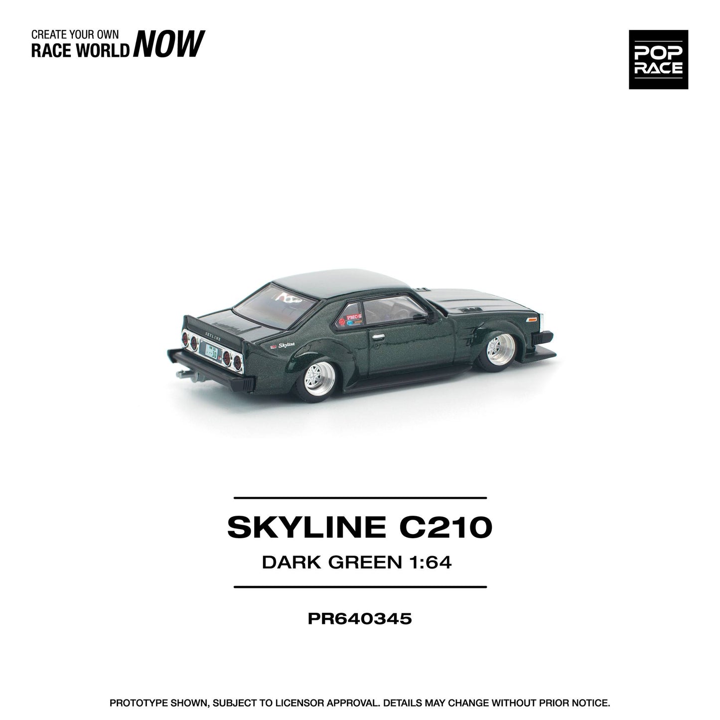 *Pre-Order* Pop Race Nissan Skyline C210 Dark Green PR640345 1/64 Die Cast