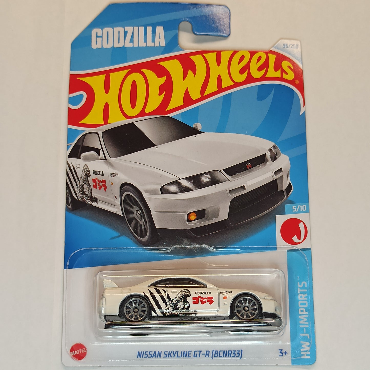 Hot Wheels Nissan Skyline GT-R (BCNR33) White 2024 HW J-Imports Godzilla 1/64 Diecast