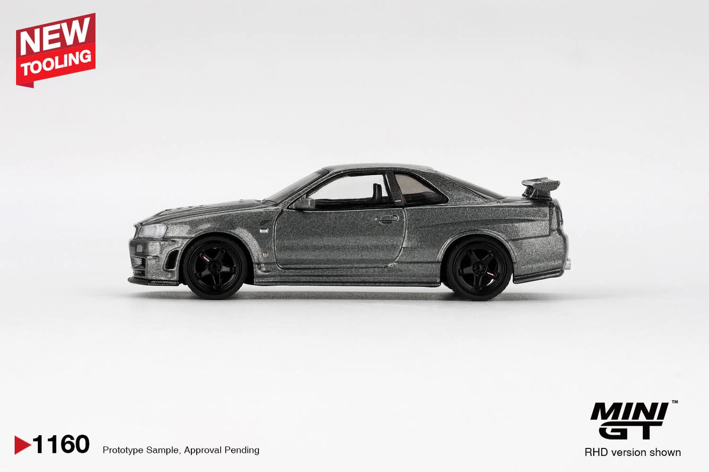 Mini GT Nissan Skyline GT-R Dark Metal Gray (NISMO BNR34 CRS Version) MGT01160 1/64 Diecast