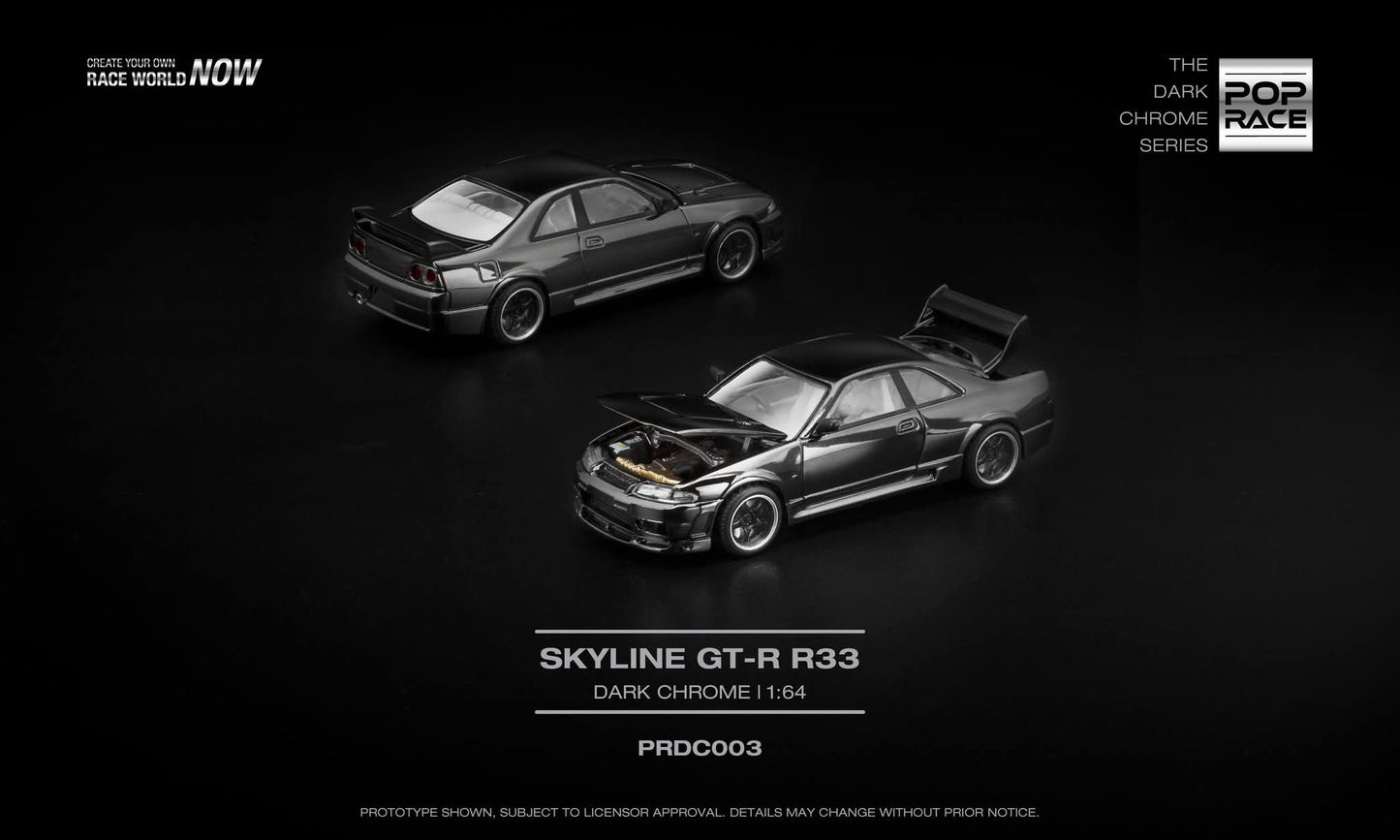 *Pre-Order* Pop Race Nissan Skyline GT-R R33 Dark Chrome PRDC003 1/64 Diecast